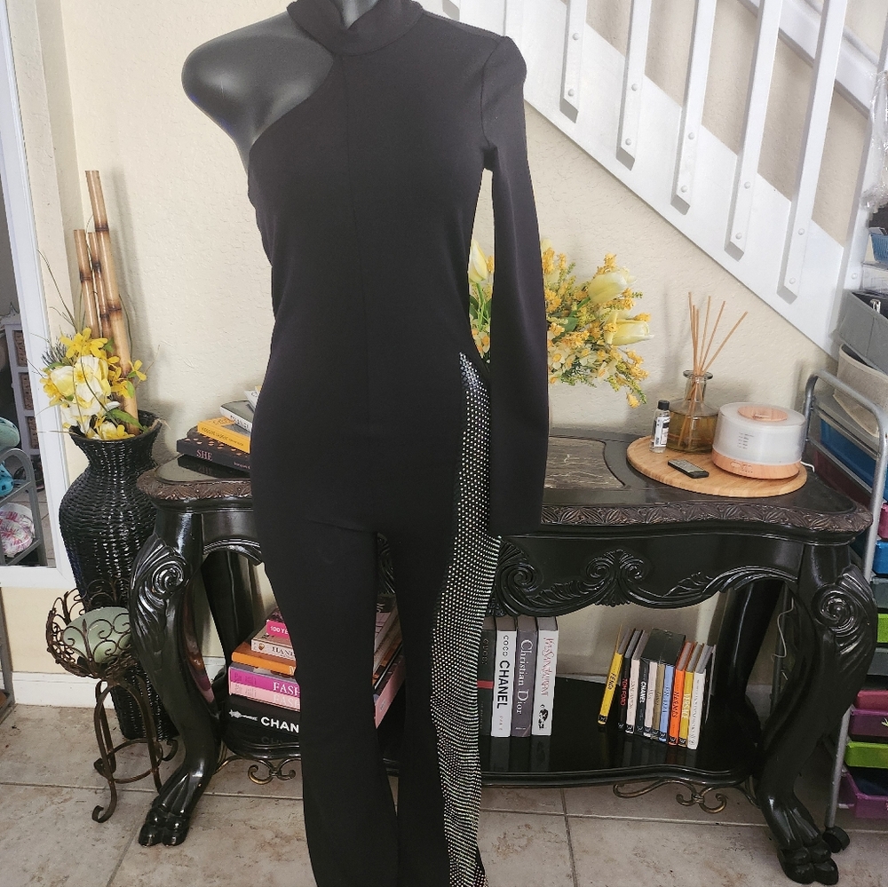 Fashion Nova See Me Shine Embellished Jumpsuit Size M NEW - Picture 6 of 9